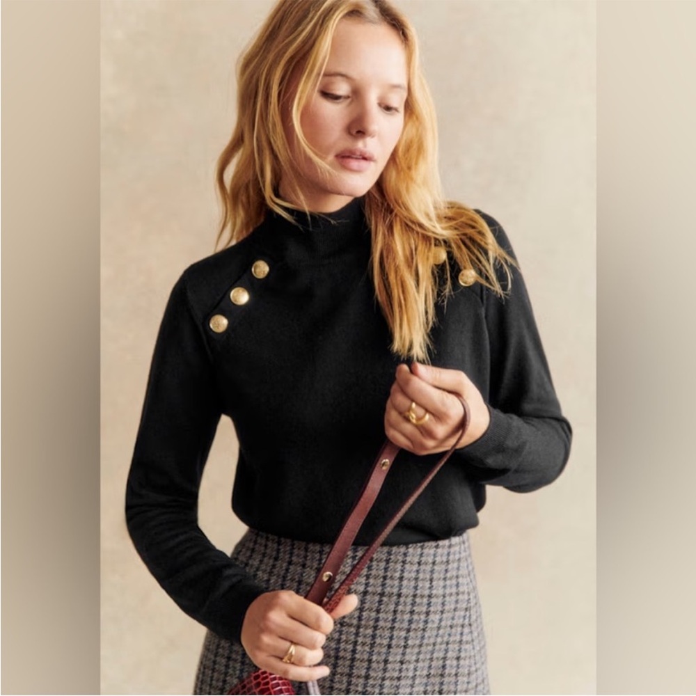 Black Button-Detail Sweater